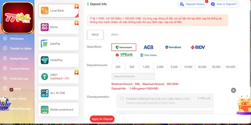 3 phương thức thanh toán 77loc