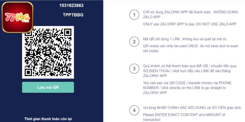 Cách nạp đơn giản bằng mã QR tại nhà cái